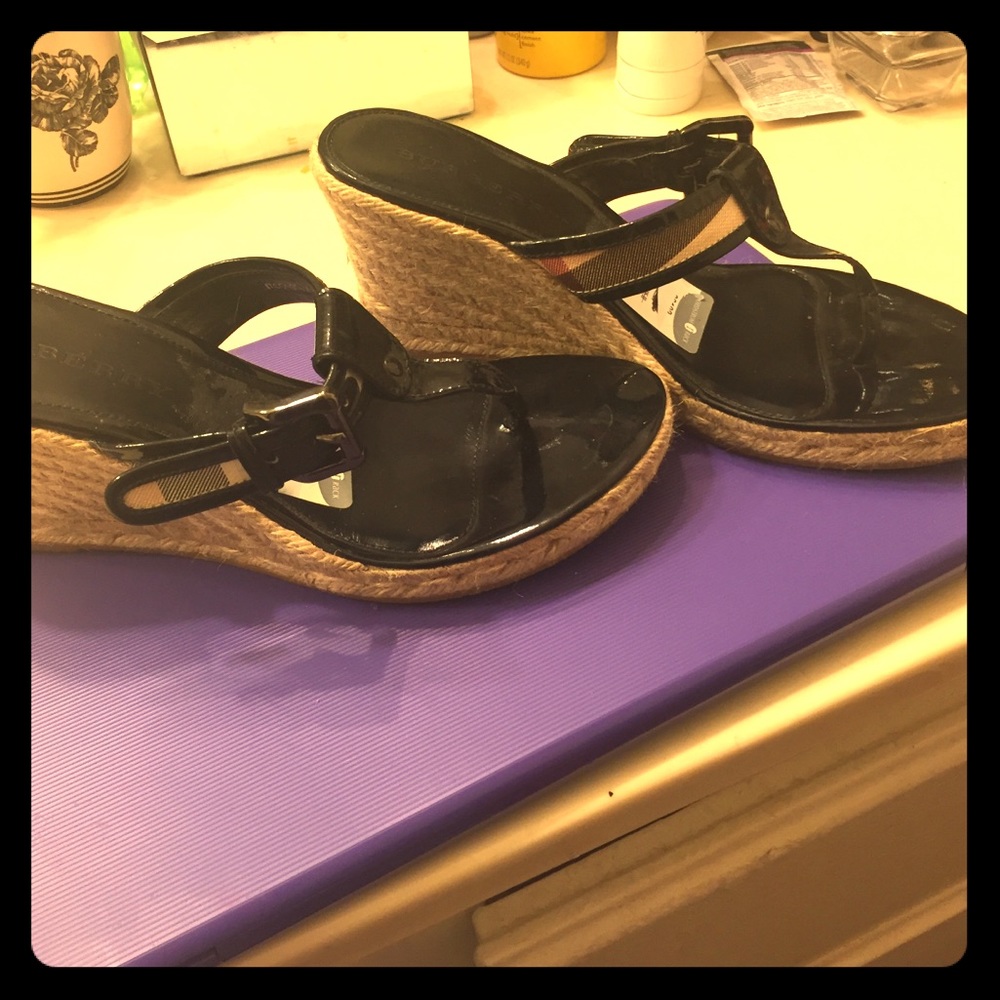 Authentic Burberry wedge sandals